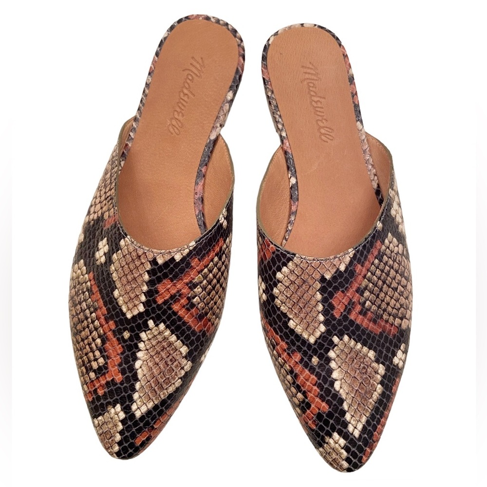 Madewell The Remi Mule in Snake Embossed Leather Spiced Cider Multi Size 6 New